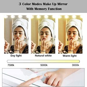 BENDIC 22.8"x 18.1" Vanity Mirror Makeup Mirror with Lights,10X Magnification,Large Hollywood Bluetooth Lighted Vanity Mirror with 15 LED Bulbs & Speaker,3 Color Modes,Touch Control for Wall-Mounted