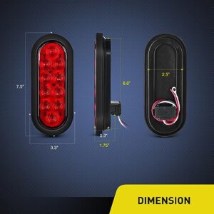 Nilight 6Inch Oval Trailer Tail Light 6PCS Red White 10LED with Flush Mount Grommets Plugs IP67 Waterproof Brake Turn Signals Reverse Lights for RV Truck Trailer, 2 Years Warranty