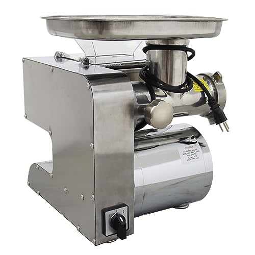 TECHTONGDA Electric Meat Cutter Slicer Grinder Crusher Commercial Shredded Diced for Steak Beef Pork 5mm Cutter and 6mm Plate for Grinder