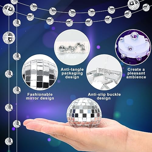 79 Pcs Disco Balls Ornaments Reflective Mirror Disco Ball Hanging Glass Mini Disco Ball 70s Disco Party Decorations for Wedding Bar Dance Music Christmas (2 in, 1 in)