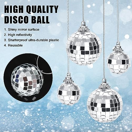 79 Pcs Disco Balls Ornaments Reflective Mirror Disco Ball Hanging Glass Mini Disco Ball 70s Disco Party Decorations for Wedding Bar Dance Music Christmas (2 in, 1 in)