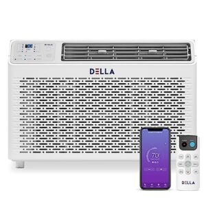 della 8000 btu 115v/60hz energy saving window air conditioner whisper quiet ac unit with wifi smart controls, remote, dehumidifier, fan, cools up to 350 sq. ft.