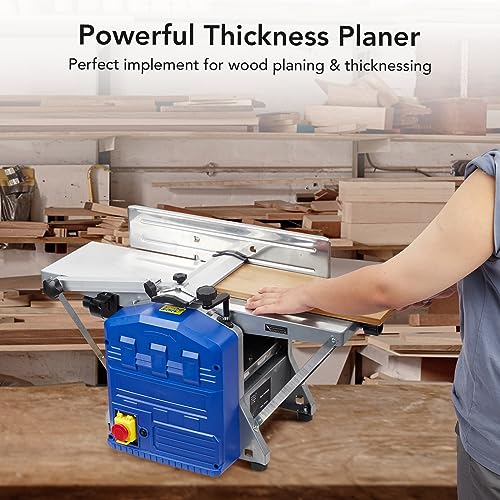 Power Benchtop Planer, Garvee 1250W Powerful Benchtop Planer Worktable Thickness Planer with Low Noise for both Hard & Soft Wood Planing & Thicknessing