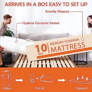 Haiput Wam 10 Inch Queen Matress in a Box, Bamboo Charcoal Gel Memory Foam Mattress Certipur US Certified, Firm Mattress for Sleep and Pressure Relief, Fiberglass Free