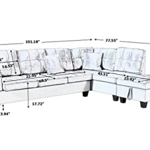 EMKK Variable Bed Sofa Living Room Folding Sectional Sofa with Reversible Chaise Lounge, Upholstered L-Shaped Couch with Two Cup Holders 2 Pillows for Office Apartment Large Space Furniture Sets