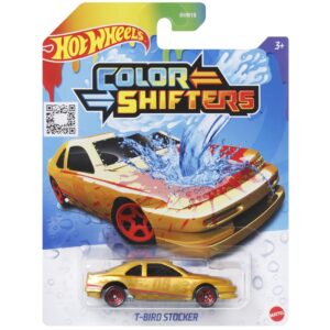 collectible die-cast hot-wheels color shifters vehicle - t-bird stocker car ~ gold to red racing stock car