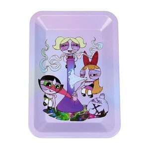 rolling trays premium metal tray with design - perfect size for home or travel accessories, pink