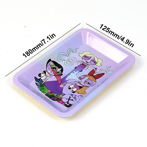 Rolling Trays Premium Metal Tray with Design - Perfect Size for Home Or Travel Accessories, Pink