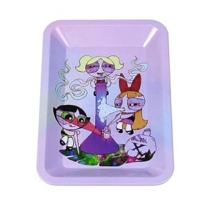 Rolling Trays Premium Metal Tray with Design - Perfect Size for Home Or Travel Accessories, Pink