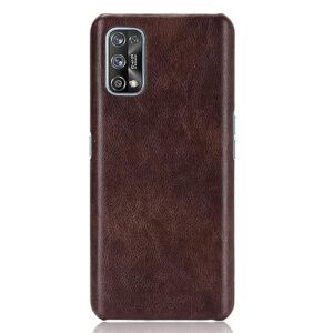 phone case for realme 7 pro case, [pu leather]+[hard plastic] for realme 7 pro protector case, non-slip shockproof for realme 7 pro phone cover brown