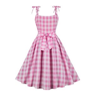 unsere womens 2023 trend pink princess dresses fashion elegant retro halter adult cosplay costume formal cocktail prom swing dress 50s vintage sleeveless polka dot movie cosplay(pink-f,x-large)