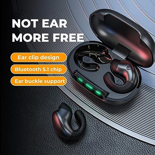 QAWDAWM Open Ear Bone Conduction Headphones Bluetooth 5.3 Wireless Bluetooth with Charging Case,IPX4 Waterproof Earphones Sport, Clip-on Earphones, for Running, Walking, Workout