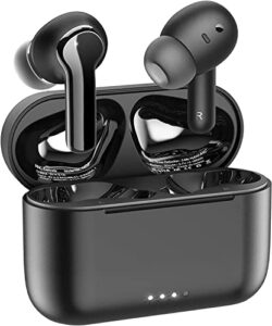 wireless headphones, noise canceling bluetooth headphones v5.3 stereo ipx7 waterproof in-ear sports with mini charging case and built-in microphone e