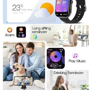 BYBUKCKR Smart Watch for Men Women (Answer/Make Call), 2" Smartwatch for Android Phones and iPhone Compatible, IP68 Waterproof Fitness Watch with Heart Rate Monitor Blood Oxygen Sleep Tracker, Black