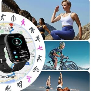 BYBUKCKR Smart Watch for Men Women (Answer/Make Call), 2" Smartwatch for Android Phones and iPhone Compatible, IP68 Waterproof Fitness Watch with Heart Rate Monitor Blood Oxygen Sleep Tracker, Black