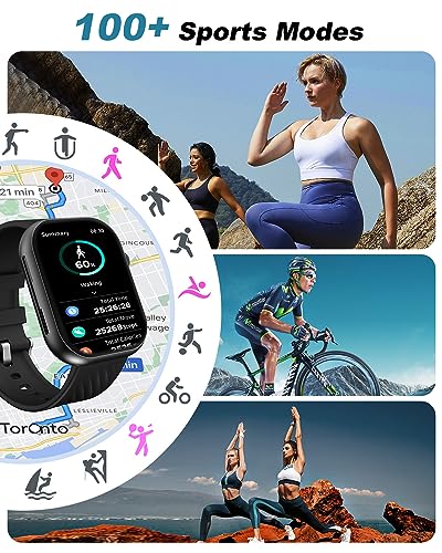 BYBUKCKR Smart Watch for Men Women (Answer/Make Call), 2" Smartwatch for Android Phones and iPhone Compatible, IP68 Waterproof Fitness Watch with Heart Rate Monitor Blood Oxygen Sleep Tracker, Black