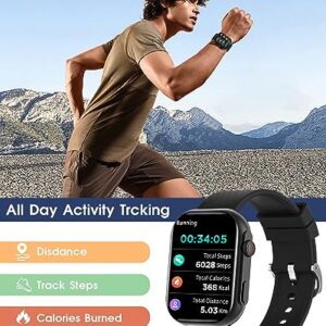 BYBUKCKR Smart Watch for Men Women (Answer/Make Call), 2" Smartwatch for Android Phones and iPhone Compatible, IP68 Waterproof Fitness Watch with Heart Rate Monitor Blood Oxygen Sleep Tracker, Black