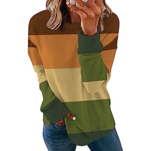lawor womens sweatshirts plus size 2023 2024 sudadera bloques color para mujer jersey de manga larga camisas cuello redondo sudaderas sueltas otoño primavera qa5-orange xx-large
