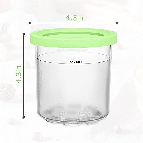 VRINO Creami Pints and Lids - 4 Pack, for Ninja Creami Pint Containers,16 OZ Ice Cream Pint Cooler Bpa-Free,Dishwasher Safe for NC301 NC300 NC299AM Series Ice Cream Maker