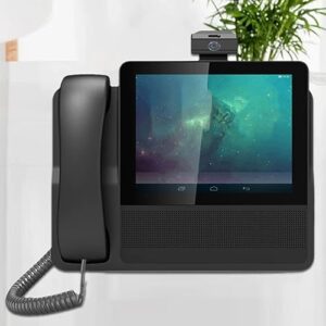 Smart Video IP Phone for Android, WiFiBluetooth VoIP Landline Telephone with 8inch 1024x768 IPS Touch Screen, 2MP Camera Video HD Call for Business Home Desktop
