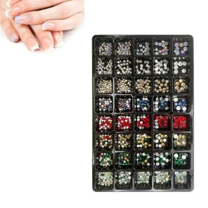 multivalue 1300pcs nail rhinestones, acrylic nail charms nail gems 40 grids colorful rhinestones for nails craft diy&clothing sparkle 3d flat back crystal jewel gem for makeup nail decor (color)
