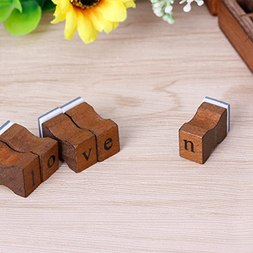 Ankexin Retro Uppercase Letter Stamps Set of 10 with Wooden Storage Box DIY for Postcard Greeting Card Making