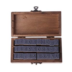 Ankexin Retro Uppercase Letter Stamps Set of 10 with Wooden Storage Box DIY for Postcard Greeting Card Making