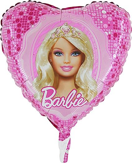 Toyland® 18 Inch Barbie Wearing Tiara Heart Shaped Character Foil Balloon - Kids Party Decorations