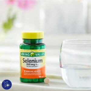 Selenium Immune Health Dietary Supplement Tablets Spring Valley, 200 mcg, 100 Count and Bookmark Gift of YOLOMOLO