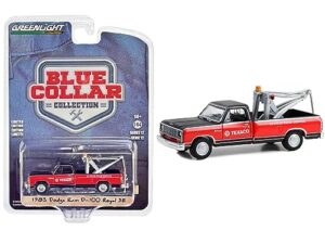 1983 ram d-100 royal se tow truck black and red 24 hour service blue collar collection series 12 1/64 diecast model car by greenlight 35260c