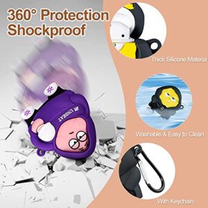 [3Pack] Case for Airpods 2/1 Cute 3D Cartoon Character Funny Anime for AirPod 2nd/1st Generation Case Shockproof Silicone Protective Cover for Airpods 1&2 Gen with Keychain Women Men Teenagers