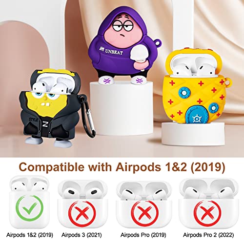 [3Pack] Case for Airpods 2/1 Cute 3D Cartoon Character Funny Anime for AirPod 2nd/1st Generation Case Shockproof Silicone Protective Cover for Airpods 1&2 Gen with Keychain Women Men Teenagers