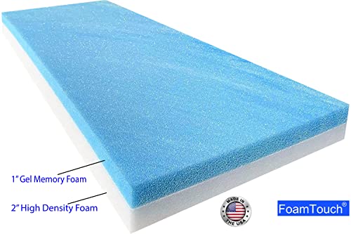 FoamTouch 2" Height x 30" Width x 75" Length Camper/RV bunk Mattress with Gel Memory Foam -No Cover