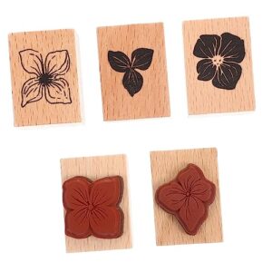 exceart 5pcs seal wooden crafts hand decor wood tools botanical decor diary planner seal scrapbooks diy stamps diary diy stamp crafts stamp leaves manual vintage scrapbook making stamp