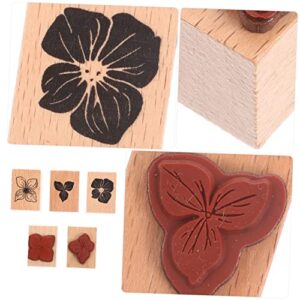EXCEART 5pcs Seal Wooden Crafts Hand Decor Wood Tools Botanical Decor Diary Planner Seal Scrapbooks DIY Stamps Diary DIY Stamp Crafts Stamp Leaves Manual Vintage Scrapbook Making Stamp