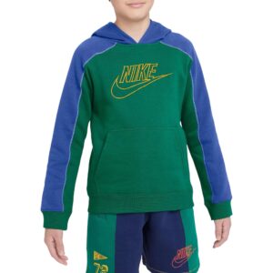 nike big kids boys' amplify sportswear pullover hoodie (malachite/game royal, x-large, xl)