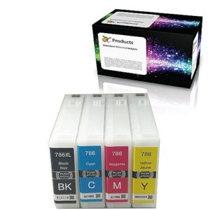 ocproducts remanufactured ink cartridge replacement 4 pack for epson 786xl + 786 for workforce pro wf-4630 wf-4640 wf-5110 wf-5190 wf-5620 wf-5690 (black, cyan, magenta, yellow)