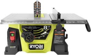 ryobi one+ hp 18v brushless cordless 8-1/4 in. compact portable jobsite table saw (tool only)