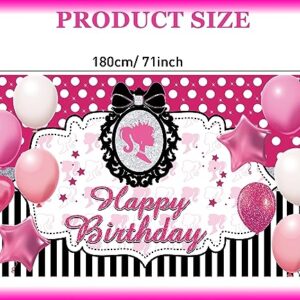 Pink Girl Birthday Party Backdrop Banner Princess Themed Backdrop Doll Head Photo Frame Glamour Girl Photography Background Pink Girls Birthday Party Decorations Photo Props Girl Party Favor