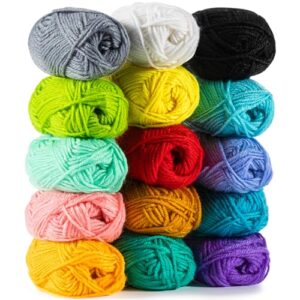 maqihan 15x20g acrylic yarn for crocheting - soft knitting yarn for crafts multicolor yarn skeins for crocheting diy yarn bulk for handicraft knitting yarn scarves gift for beginners adults
