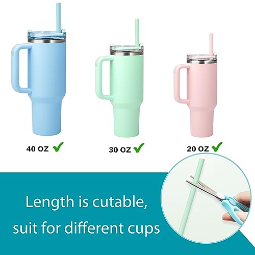 Replacement Straw for Stanley 40 oz 30 oz Cup Tumbler,4Pack Reusable Silicone Straws with Straw Covers Accessories for Stanley Bottles with Cleaning Brush