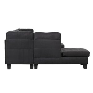 Casa Andrea Milano Modern Sectional Sofa L Shaped Couch with Reversible Chaise & Ottoman, Large Living Room Furniture, Black