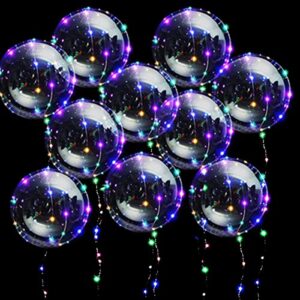 led light up balloons,10 pcs 20'' clear bobo balloons with string lights battery operated led balloons light up balloons for party glow bubble balloons for christmas wedding valentines day halloween