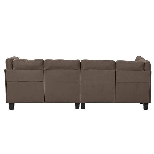 Casa Andrea Milano Modern Sectional Sofa L Shaped Couch with Reversible Chaise, Large Living Room Furniture, Brown