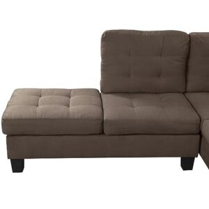 Casa Andrea Milano Modern Sectional Sofa L Shaped Couch with Reversible Chaise, Large Living Room Furniture, Brown