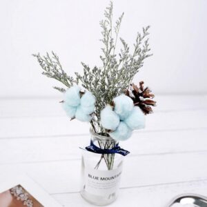 EdricShop Elegant Natural Dried Cotton Flower Artificial Plants Artificial Flowers Coloul Real Wheat Ear Flower Bouquet Long Buhes - (Color: 4)