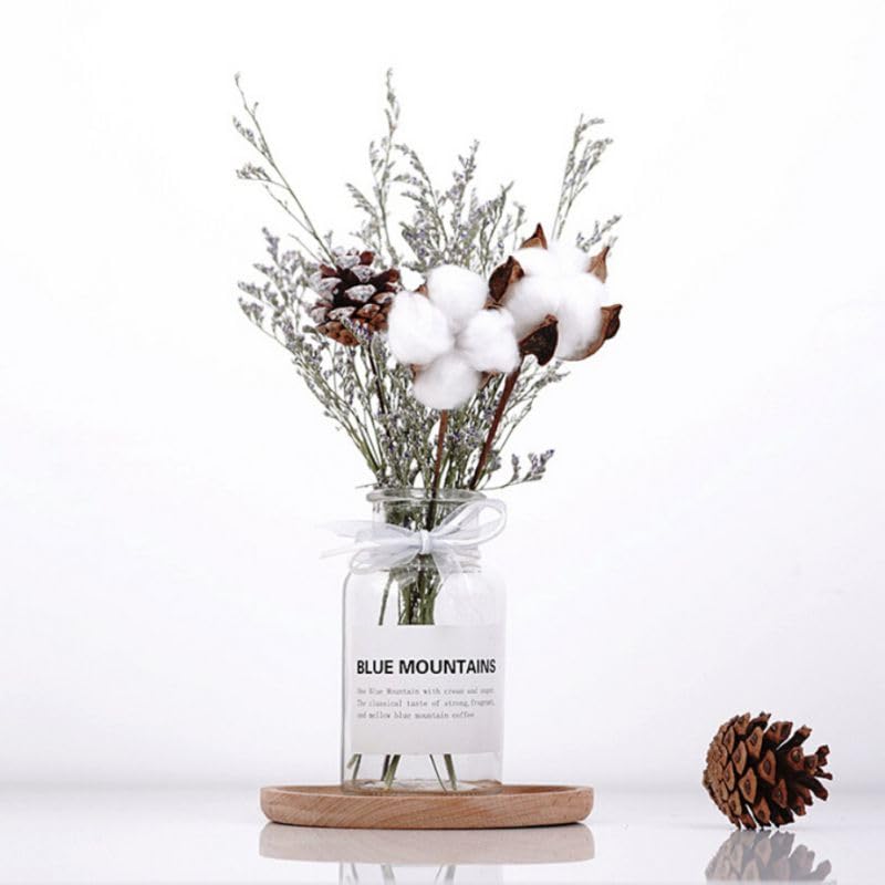 EdricShop Elegant Natural Dried Cotton Flower Artificial Plants Artificial Flowers Coloul Real Wheat Ear Flower Bouquet Long Buhes - (Color: 4)