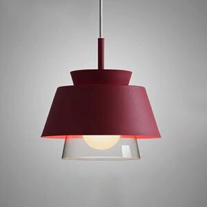 american glass chandelier, wrought iron height adjustable pendant light cafe restaurant bedroom hallway bar living room pendant lamp (color : burgundy)