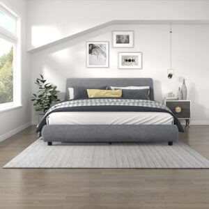 lexicon ithaca chenille upholstered platform bed, cal king, gray