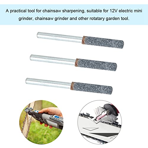 3Pcs 4mm 5 32in Chainsaw Sharpener Burr Stone File Sharpening Tool for Rotating Tool